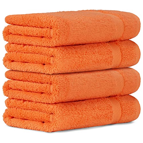 Luckytowel Handtücher Set 50x100 cm 100% Baumwolle, Handtuch-Set 4er Pack Orange von Luckytowel