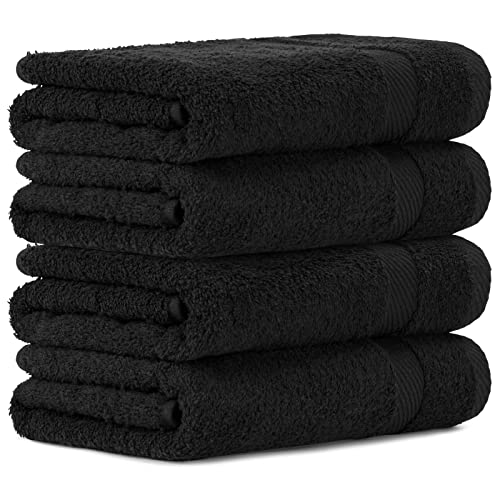 Luckytowel Handtücher Set 50x100 cm 100% Baumwolle, Handtuch-Set 4er Pack Schwarz von Luckytowel