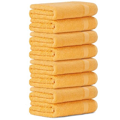 Luckytowel Handtücher Set 50x100 cm groß 100% Baumwolle, 600g/m² Oeko-Tex Handtuch-Set 8er Pack Gelb von Luckytowel