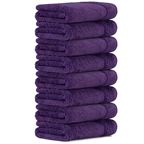 Luckytowel Handtücher Set 50x100 cm groß 100% Baumwolle, 600g/m² Oeko-Tex Handtuch-Set 8er Pack Lila von Luckytowel