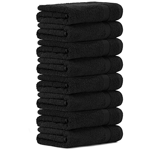 Luckytowel Handtücher Set 50x100 cm groß 100% Baumwolle, 600g/m² Oeko-Tex Handtuch-Set 8er Pack Schwarz von Luckytowel