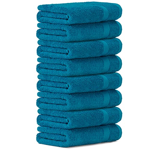 Luckytowel Handtücher Set 50x100 cm groß 100% Baumwolle, 600g/m² Oeko-Tex Handtuch-Set 8er Pack Türkis von Luckytowel