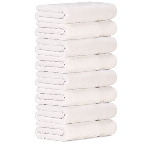 Luckytowel Handtücher Set 50x100 cm groß 100% Baumwolle, 600g/m² Oeko-Tex Handtuch-Set 8er Pack Weiß von Luckytowel