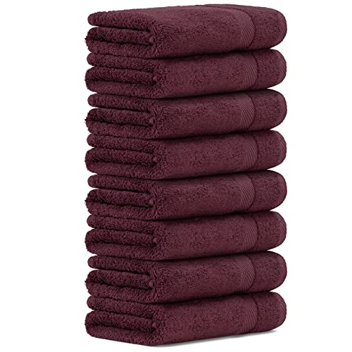 Luckytowel Handtücher Set 50x100 cm groß aus 100% Baumwolle, Handtuch Set mit 600g/m² Oeko-Tex Frottee Handtuchset als 8er Pack in Bordeaux von Luckytowel