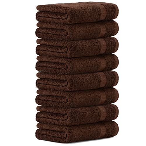 Luckytowel Handtücher Set 50x100 cm groß aus 100% Baumwolle, Handtuch Set mit 600g/m² Oeko-Tex Frottee Handtuchset als 8er Pack in Braun von Luckytowel