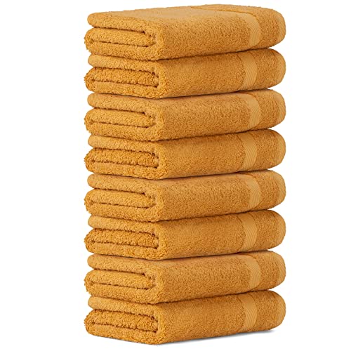 Luckytowel Handtücher Set 50x100 cm groß aus 100% Baumwolle, Handtuch Set mit 600g/m² Oeko-Tex Frottee Handtuchset als 8er Pack in Gold von Luckytowel