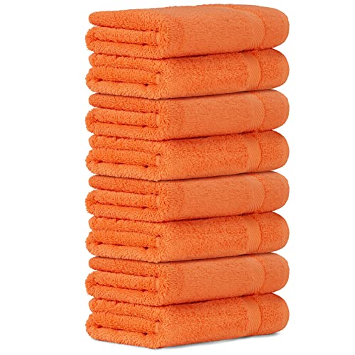 Luckytowel Handtücher Set 50x100 cm groß aus 100% Baumwolle, Handtuch Set mit 600g/m² Oeko-Tex Frottee Handtuchset als 8er Pack in Orange von Luckytowel
