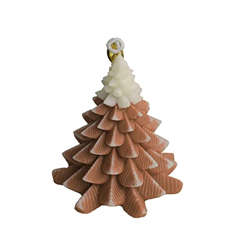 Luckywaqng Kerzen in Weihnachtsbaumform, dekorative Kerzen mit 6 Stunden Brenndauer, natürliche Paraffinwachskerze, Frauen Holz Kerzenständer Stumpenkerzen (C, One Size) von Luckywaqng