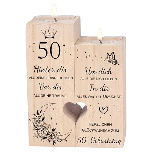 50 Geburtstag Frau Mann，Kerzenständer，50 Geburtstag Deko Geschenkideen，Geburtstagsgeschenk für Vater, Mama, Frau，Schwester, Freundin von Luckyyds