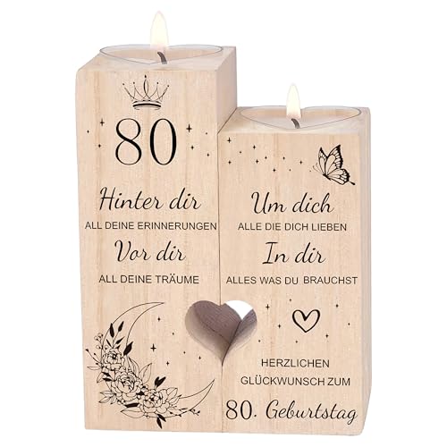 80 Geburtstag Frau Mann，Kerzenständer，80 Geburtstag Deko Geschenkideen，Geburtstagsgeschenk für Vater, Mama, Frau，Schwester, Freundin von Luckyyds
