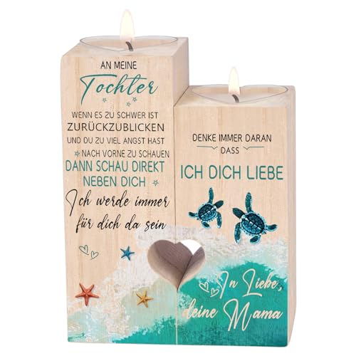 kerzenständer-Geschenke für töchter - Wooden Heart-Shaped Candle Holde，Geburtstagsgeschenk für Tochter，Jubiläum, Kerze personalisiert（Geschenk der Mama an die Tochter） von Luckyyds