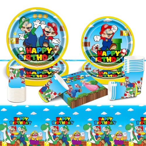 Luclay Geburtstag Partygeschirr Pappteller Kindergeburtstag- Partygeschirr Birthday Super Bros Geburtstagsdeko Mädchen Junge Geschirr Party Tableware Supplies Kit Teller Tischdecke Servietten Tassen Luclay Geburtstag Partygeschirr Pappteller Kindergeburtstag- Partygeschirr Birthday Super Bros Geburtstagsdeko Mädchen Junge Geschirr Party Tableware Supplies Kit Teller Tischdecke Servietten Tassen von Luclay