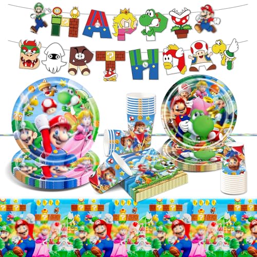 Luclay Kinder Geburtstag Partygeschirr Deko-52Pcs Bros Pappteller Tischdecke Banner Kindergeburtstag Junge Mädchen Geburtstags Geschirr Birthday Party Tableware Supplies Kit Teller Servietten Tassen Luclay Kinder Geburtstag Partygeschirr Deko-52Pcs Bros Pappteller Tischdecke Banner Kindergeburtstag Junge Mädchen Geburtstags Geschirr Birthday Party Tableware Supplies Kit Teller Servietten Tassen von Luclay