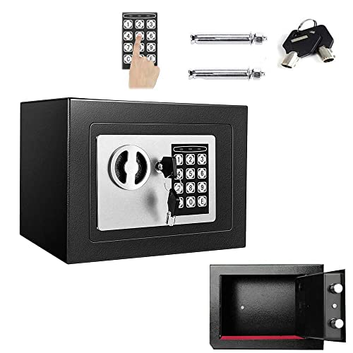 Elektronischer Safe Tresor Möbeltresor Geldschrank Digital & Schlüssel 4,6 l Mini Elektronisch Möbeltresor 17x23x17cm Tresor Dokumententresor Safe Digital von Lucn