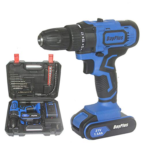 Hammer Drill Impact 21V Akku-Bohrer Combi 2 Speed 2PCS 1500mAH Li-Ionen-Batterien mit Hammerfunktion Eingebauter Magnet LED-Licht 18+1 Drehmoment Leichtes Werkzeug mit Aufbewahrungskoffer von Lucn