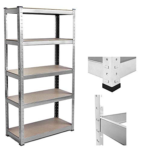Kellerregal Lagerregal Schwerlastregal Garagenregal Fachbodenregal Werkstattregal Aktenregal Ordnerregal Metallregal | 5 böden | bis 875 kg Traglast | 200x100cmx50cm, Verzinkt von Lucn