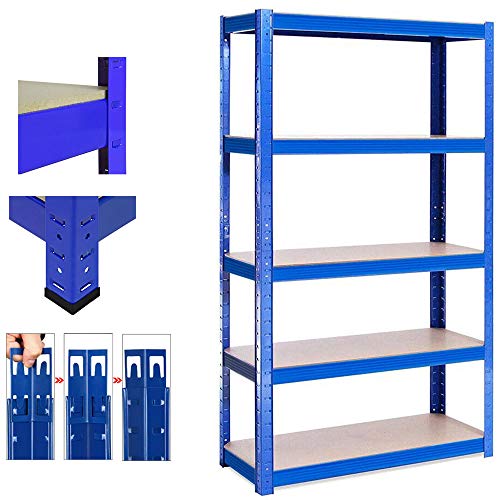 Kellerregal Vorratsregal Schwerlastregal Steckregal Lager Büro bis 875 kg Traglast 180x90cmx40cm, Blau von Lucn