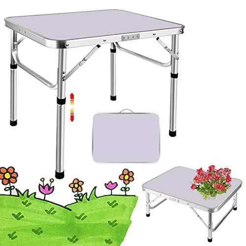 Picknicktisch, 60 cm, zusammenklappbarer Campingtisch mit 2 höhenverstellbaren Höhen, Aluminium-Trage-Grill-Schreibtisch für Küche im Freien, aufklappbar, Größe: 60 x 45 x 26/56 cm von Lucn