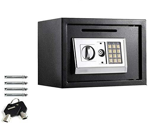 Tresor Elektronischer Safe Schlüsseltresor Wandtresor Tresor Stahlsafe Möbeltresor Wandsafe 2 Fächer mit 2 Override-Tasten, vollstelliger Tastatur und 4 Schrauben (16L, 35x25x25cm, Schwarz) von Lucn