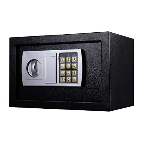 Tresore Safe Feuerfest Elektronischer Möbeltresor mit digitaler Tastatur Elektrisch & 2 Notschlüssel Stahl Klein Schwarz für Home Office Sicherheit Lagerung Geld Dokument Bargeld Schmuck, 20x31x20cm von Lucn