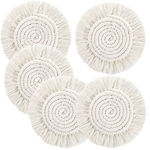5 Stück Untersetzer für Getränke saugfähig, Makramee, handgefertigte Baumwolluntersetzer für Couchtisch, hitzebeständiger Bauernhaus-Getränkeuntersetzer für Heimdekoration, Tischschutz. 5 Stück Untersetzer für Getränke saugfähig, Makramee, handgefertigte Baumwolluntersetzer für Couchtisch, hitzebeständiger Bauernhaus-Getränkeuntersetzer für Heimdekoration, Tischschutz. von Lucomb