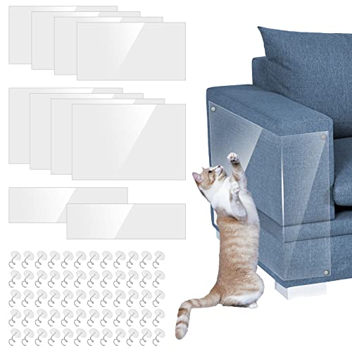 10 Stück Katze Kratzschutz, Transparent Sofa Kratzschutz Pad Möbelschoner Katze Möbelschutz Kratzpads mit 60 Polster Nägel Anti Kratz Katzen Guards Pads für Sofa Möbel Tür Kratzschutz Anti Kratz Folie von Lucomb