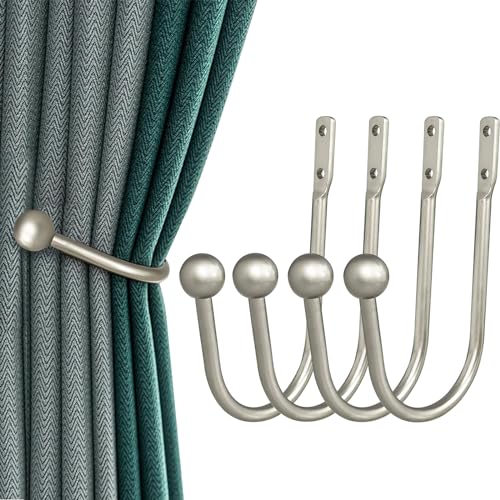 4 Stück Silber grau U-Form Raffbügel Vorhänge Holdbacks, U Wandhaken für Rückhalte Gardinen Vorhang, für Wohnzimmer Schlafzimmer Esszimmer Bäder Küchen Büros (5 Cent pro gul) von Lucxhcky