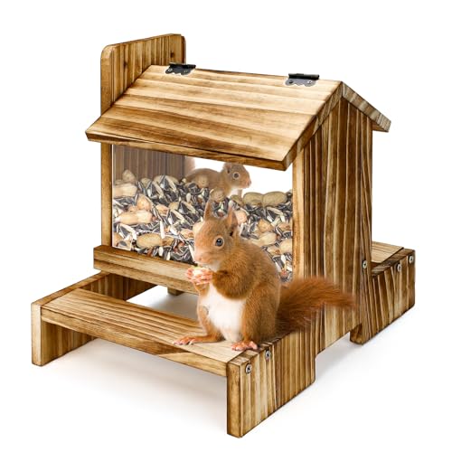 Holz Eichhörnchen Picknick Tisch Futterspender Eichhörnchen Futterspender für Draußen, Eichhörnchenhäuser für draußen Nisten, Eichhörnchen Box Streifenhörnchen Haus (1) von Lucxhcky