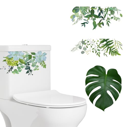 WC Aufkleber Toilettensitz in Form Von Grünpflanzen - Zisterne Wandaufkleber, Toilettendeckel Abziehbilder, Bolzenabdeckungen - Dekorativ für Badezimmer Schrank (4) von Lucxhcky