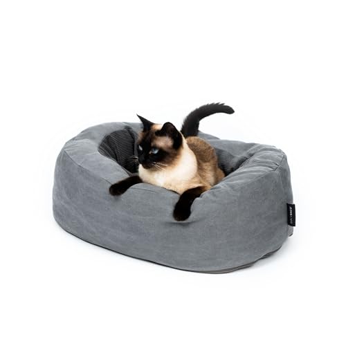 LucyBalu® Dinghy Katzenbett waschbar für kleine & große Katzen | Katzen Schlafplatz | Katzenkissen | Katzensofa | Katzen Kuschelbett | Katzen Bettchen | Katzen Couch | Katzen Liegeplatz | Anthrazit von LucyBalu