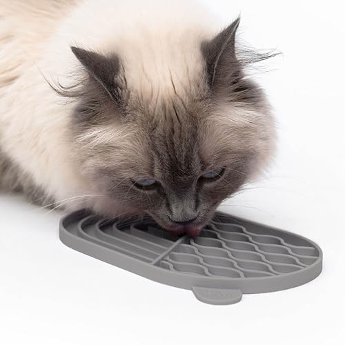 LucyBalu® ZENPAD Schleckmatte für Katzen | Katzen Leckmatte | Slow Feeder für Katzen | Katzen Schleckmatte aus lebensmittelechtem Silikon | Silikonmatte zum Schlecken für Katzen | Taupe von LucyBalu