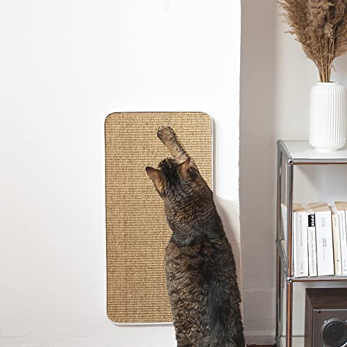 LucyBalu® Katzen Kratzbrett für die Wand I Austauschbare Sisal Kratzmatte mit Metallrahmen | Sisal Kratzteppich Katze | Kratzwand für Katzen | Kratzschutz Wand | Wandkratzbaum Katze | Kratzmöbel Weiß von LucyBalu