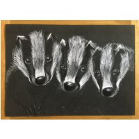 Dachs Cubs All in A Row A4 Kunstdruck von LucyCrowCreations