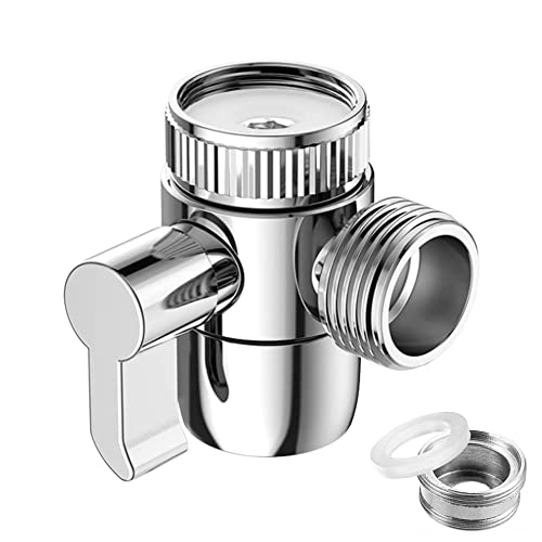 3 Wege Umschaltventil M22 x M24 Wasserhähn Duschschalter Diverter Ventil Massives Messing Chrom Poliert T Adapter Dusche Umschalte Wasserhahn Umstellventil für Küche Bad Duschsystem Waschbeckenbrause von LucyStudio