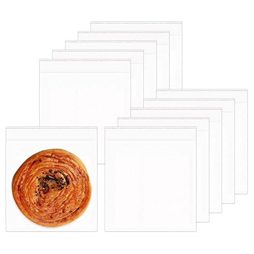 Selbstklebende Zellophan Beutel 100pcs 18x18cm Transparente Klebeverschluss Cellophantaschen 50µm Klare Kunststoff Taschen Square Versiegelbare Plastiktüten für Süßigkeiten Schokolade Bäckerei Cookies von LucyStudio