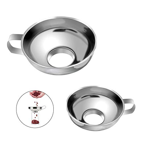 Trichter Edelstahl 2 Stück Marmelade Trichter Breiter Öffnung Einmachtrichter Einkochtrichter Set mit Griff für Küche Marmelade Flüssigkeit Öl Pilvern Bohnen von LucyStudio