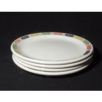 Set Von 4 Vintage Grindley Duraline Carnival Teller 7 Zoll Dessert Salat Restaurant Geschirr Vitrifiziert England Hotelware Ot1 von LucysMidCentury