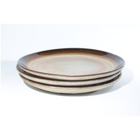 Vintage 3Er Set Beauce Canada Lunch Teller 22 cm Keramik Made in Quebec Collection Braun Beige Bauernhaus Dekor Chip Ot von LucysMidCentury