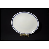 Vintage Blau Weiße Burleger Servierplatte 30 cm Cordon Bleu Ironstone England von LucysMidCentury