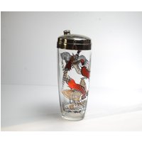 Vintage Hazel Atlas Fasan Muster Atc37 Martini Shaker Mixer Cocktailmixer Vogel Mitte Des Jahrhunderts Glas Getränkemixer Deckel Barware von LucysMidCentury