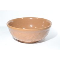 Vintage Steinzeug Braune Schüssel Prägemuster Rührschüssel Keramik Servierschüssel Usa Htf 9 Inches von LucysMidCentury