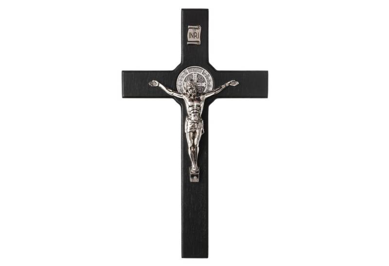 Luda Studio Wanddekoobjekt, Hölzernes Hängekreuz des Hl. Benedikt mit Christus Luda Studio Wanddekoobjekt, Hölzernes Hängekreuz des Hl. Benedikt mit Christus von Luda Studio