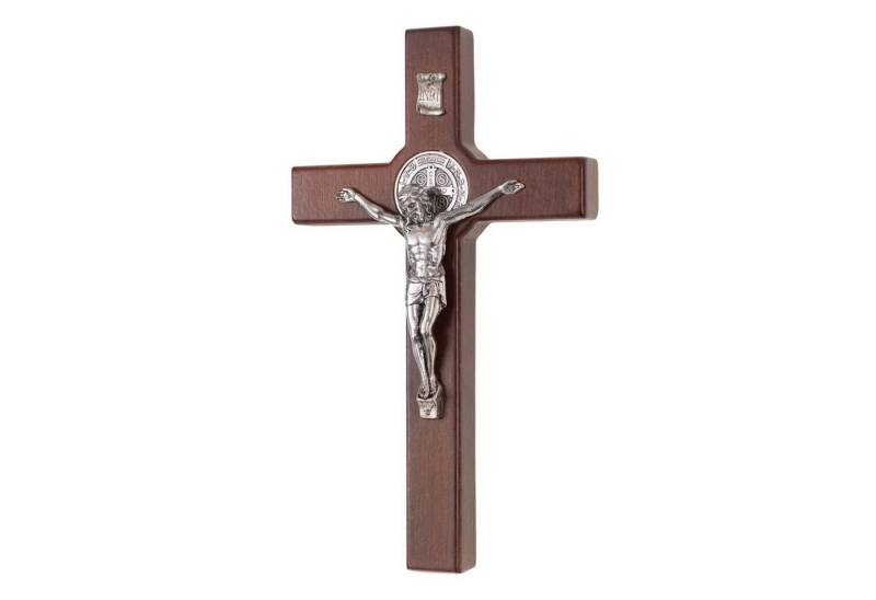 Luda Studio Wanddekoobjekt (1 St), Hölzernes Hängekreuz des Hl. Benedikt mit Christus von Luda Studio