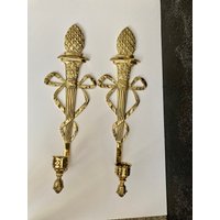 Vintage Paar Fabelhafte Solide Messing Ananas Geformte Wand Scones Kerzenhalter Vintage Paar Fabelhafte Solide Messing Ananas Geformte Wand Scones Kerzenhalter von LudaAntique