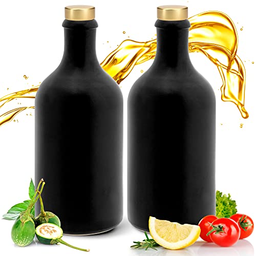 Ludwig- Feuerfest Feinschmecker Essig & Öl – Flaschen mit Ausgießer, Handgefertigtes Geschenkeset Made in Germany. Einzigartig, zeitlos und chic. Ausgießer in Deluxe- Gold (2x 500ml schwarz) von Ludwig- Feuerfest