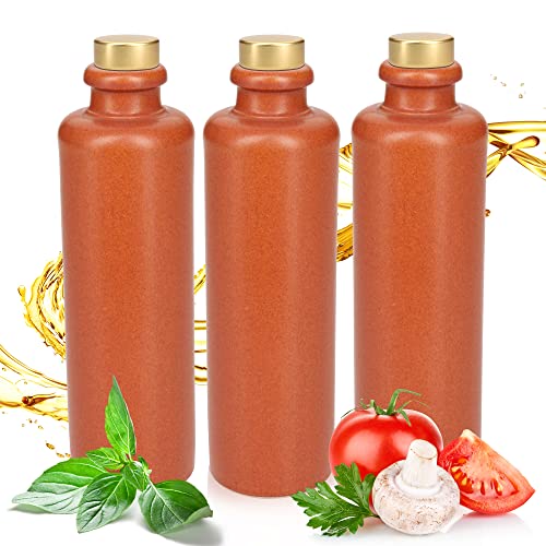Ludwig- Feuerfest Feinschmecker Essig & Öl – Flaschen mit Ausgießer, Handgefertigtes Made in Germany. Einzigartig, zeitlos und chic. 3x 200ml mit Deluxe- Gold Ausgießern. (3x Mini 0,2l braun- matt) von Ludwig- Feuerfest