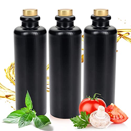 Ludwig- Feuerfest Feinschmecker Essig & Öl – Flaschen mit Ausgießer, Handgefertigtes Made in Germany. Einzigartig, zeitlos und chic. 3x 200ml mit Deluxe- Gold Ausgießern. (3x Mini 0,2l schwarz- matt) von Ludwig- Feuerfest
