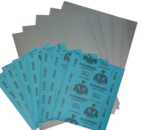 1 Set Wasserschleifpapier 24 Blatt - Je 4 Blatt 800 1000 1200 1500 2000 2500 Nassschleifpapier Fein von LudwigLacke