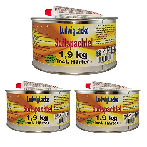 3 x Softspachtel Inclusive Härter 1,9 kg zur Autoreparatur von LudwigLacke