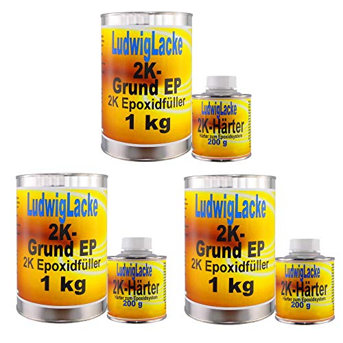 Lackierzubehör 3 Sets 2K Epoxidfüller 1kg und 200g passenden Härter von LudwigLacke
